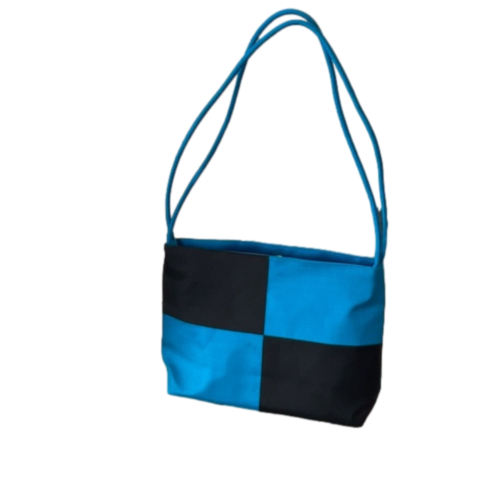 Artisans Angkor of Cambodia Silk Evening Bag Handmade Woven Silk Blue Black
